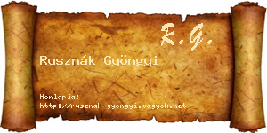 Rusznák Gyöngyi névjegykártya